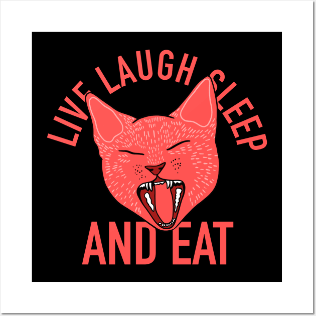 Cute Cat Yawning - Live Laugh Sleep - Aesthetic Tumblr Meow Kitty Wall Art by isstgeschichte